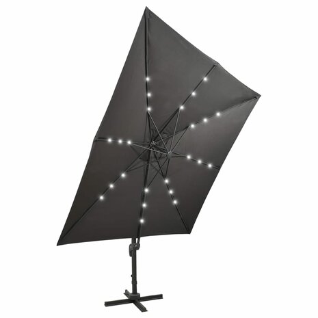 Zweefparasol met paal en LED-verlichting 300 cm antracietkleur 5
