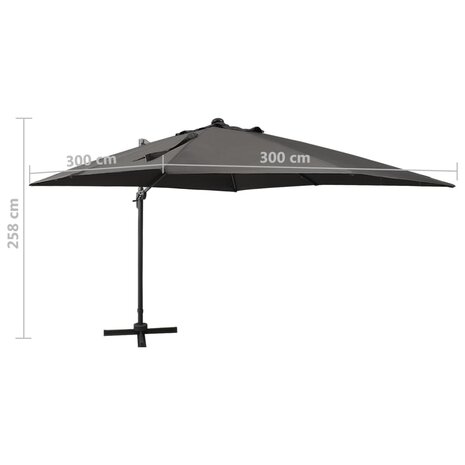 Zweefparasol met paal en LED-verlichting 300 cm antracietkleur 11