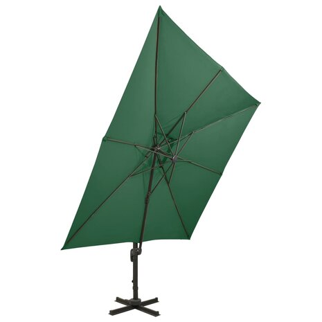 Zweefparasol met dubbel dak 300x300 cm groen 2