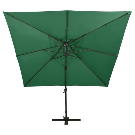 Zweefparasol met dubbel dak 300x300 cm groen 3