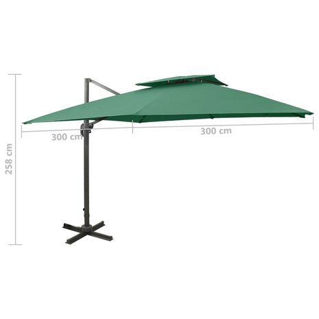 Zweefparasol met dubbel dak 300x300 cm groen 9