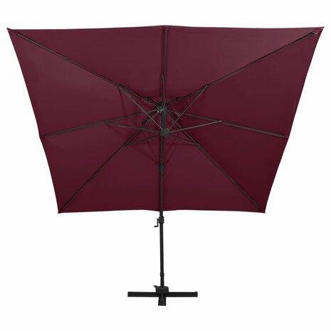 Zweefparasol met dubbel dak 300x300 cm bordeauxrood 3