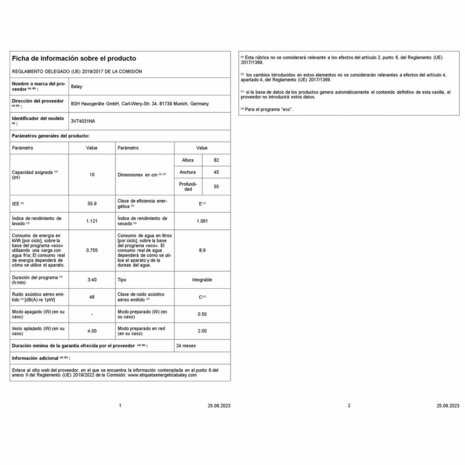 Vaatwasser Balay 3VT4031NA 45 cm Integreerbaar 2