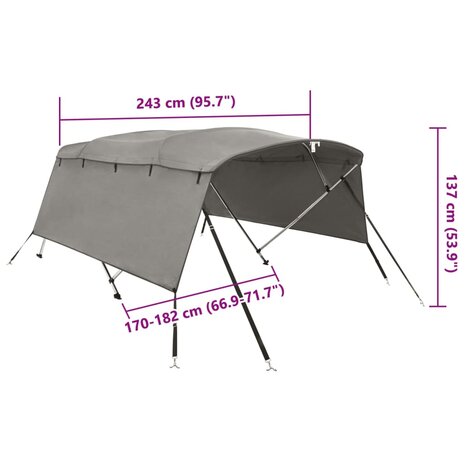 Biminitop 4 bogen met zijwanden 243x(170-182)x137 cm 12