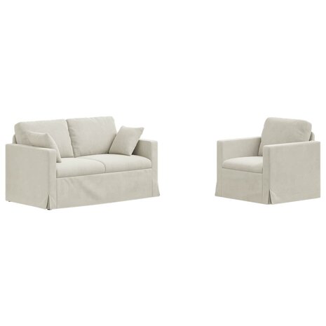 Bankstel 2 pcs Cr&egrave;me 138 x 78 x 80 cm Fluweel 2