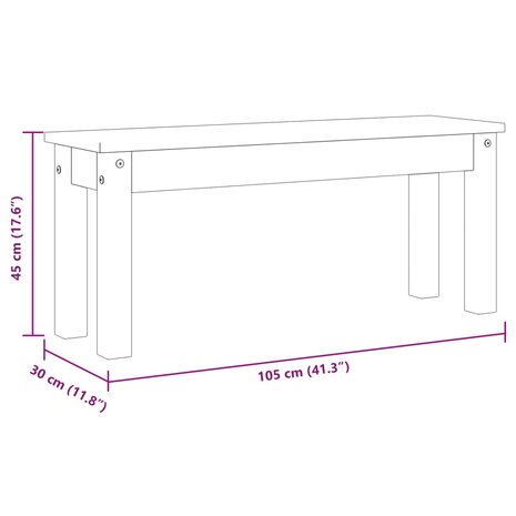 Eetkamerbank PANAMA 105x30x45 cm massief grenenhout wit 8