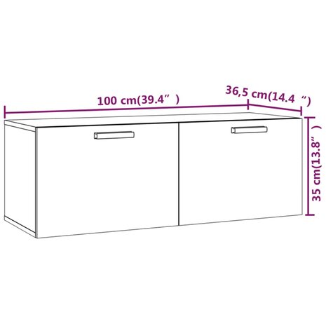 Wandkast 100x36,5x35 cm bewerkt hout grijs 9