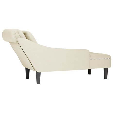 Chaise longue met kussen&rechterarmleuning fluweel cr&egrave;mekleurig 6