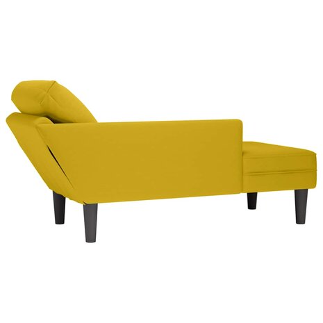 Chaise longue met kussen en rechterarmleuning fluweel geel 6