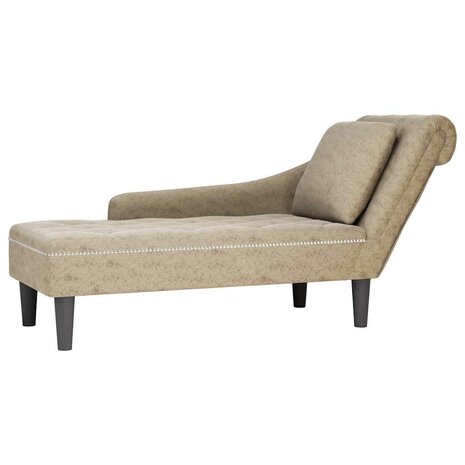 Chaise longue met kussen&rechterarmleuning kunstleer lichtgrijs 1