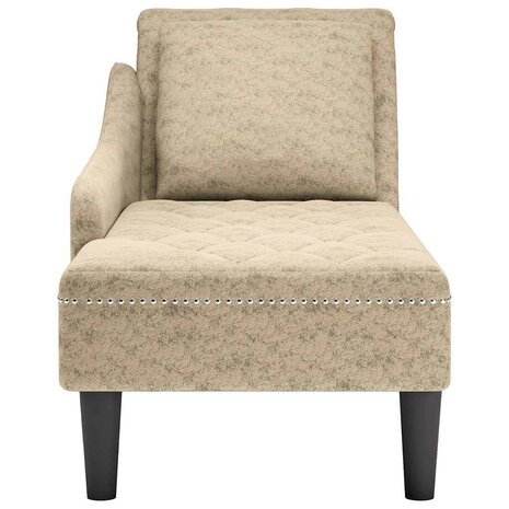 Chaise longue met kussen&rechterarmleuning kunstleer lichtgrijs 4