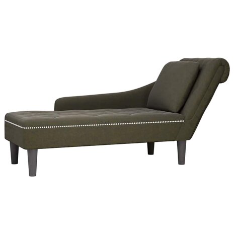 Chaise longue met kussen&rechterarmleuning kunstleer legergroen 1