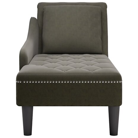 Chaise longue met kussen&rechterarmleuning kunstleer legergroen 4