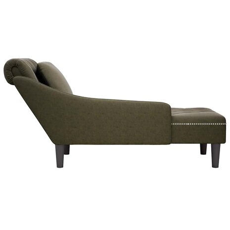 Chaise longue met kussen&rechterarmleuning kunstleer legergroen 5