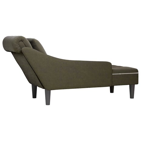 Chaise longue met kussen&rechterarmleuning kunstleer legergroen 6