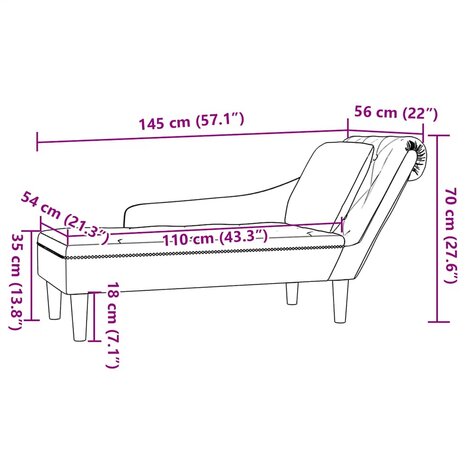 Chaise longue met kussen&rechterarmleuning kunstleer legergroen 9