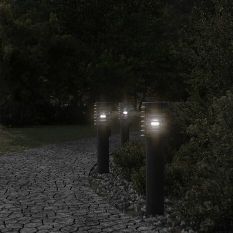 Buitenvloerlampen 3 st stopcontact 60 cm roestvrijstaal zwart 3