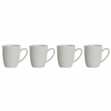Set van 4 mokken DKD Home Decor Wit Porselein 330 ml 12 x 10 x 9 cm 1