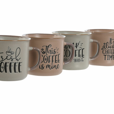 Set van 4 mokken Home ESPRIT Blauw Roze Keramiek 285 ml 9 x 7 x 8 cm 3