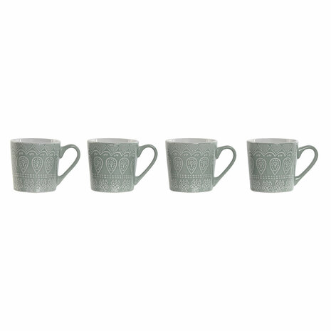 Set van 4 mokken Home ESPRIT Groen Keramiek 360 ml 9,5 x 13 x 9,2 cm Mandala 1