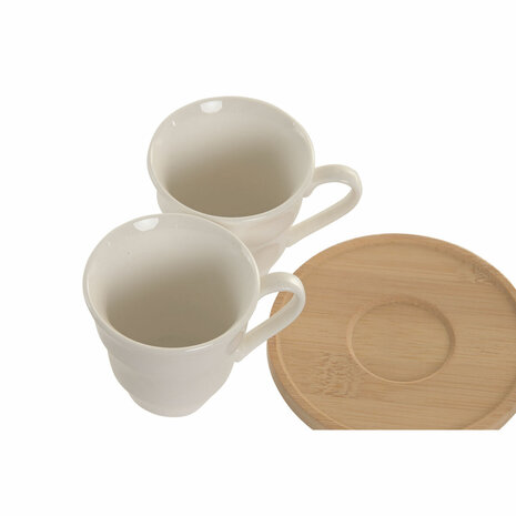 Set van 6 kopjes met schotel Home ESPRIT Wit Bamboe Porselein 90 ml 3