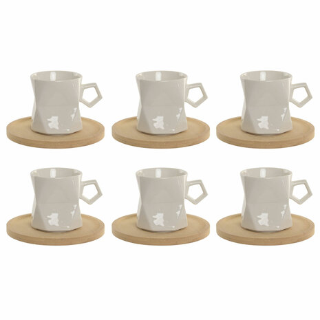 Set van 6 kopjes met schotel Home ESPRIT Wit Porselein 180 ml 1