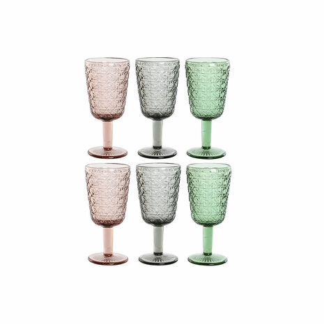 Glazenset Home ESPRIT Zwart Rood Groen Kristal 285 ml (6 Stuks) 1