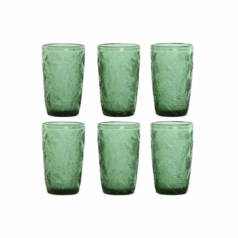 Glazenset Home ESPRIT Groen Kristal Met reli&euml;f 370 ml (6 Stuks) 1