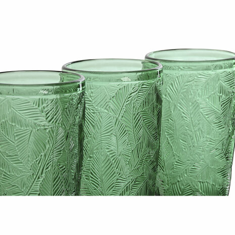 Glazenset Home ESPRIT Groen Kristal Met reli&euml;f 370 ml (6 Stuks) 2