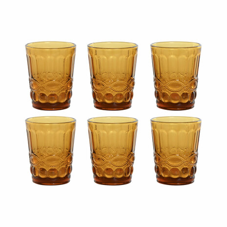 Glazenset Home ESPRIT Amber Kristal Met reli&euml;f 240 ml (6 Stuks) 1