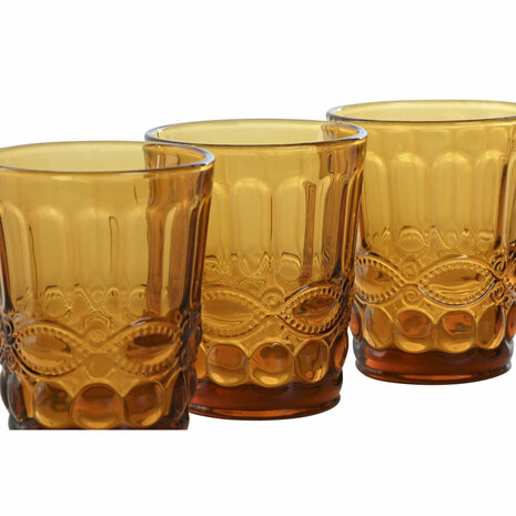 Glazenset Home ESPRIT Amber Kristal Met reli&euml;f 240 ml (6 Stuks) 2