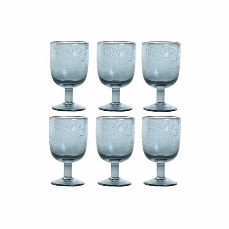 Glazenset Home ESPRIT Blauw Kristal 300 ml 8 x 8 x 14 cm (6 Stuks) 1