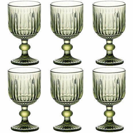 Glazenset Home ESPRIT Groen Kristal 8 x 8 x 14,5 cm (6 Stuks) 1