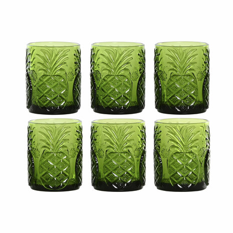 Glazenset Home ESPRIT Groen Kristal Met reli&euml;f 300 ml (6 Stuks) 1