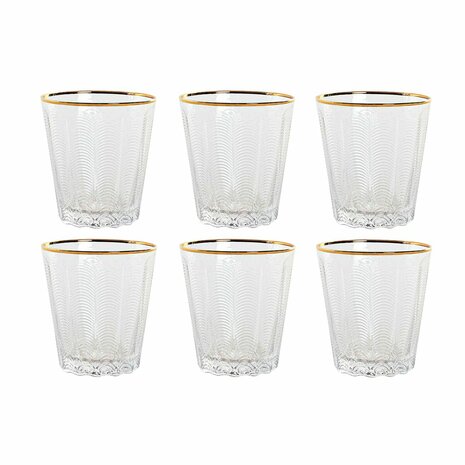 Glazenset Home ESPRIT Transparant Gouden Kristal Met reli&euml;f 350 ml (6 Stuks) 1