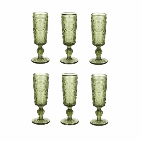 Glazenset Home ESPRIT Groen Kristal 135 ml (6 Stuks) 1