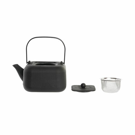 Theepot DKD Home Decor Zwart Roestvrij staal Wit 1,2 L (2 Stuks) 2