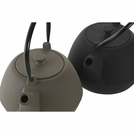 Theepot Home ESPRIT Zwart Beige Roestvrij staal Ijzer 1,2 L (2 Stuks) 2