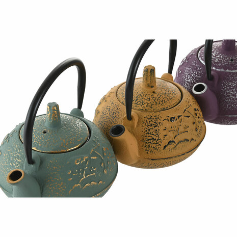 Theepot Home ESPRIT Geel Groen Lila Roestvrij staal Ijzer 300 ml (3 Stuks) 2