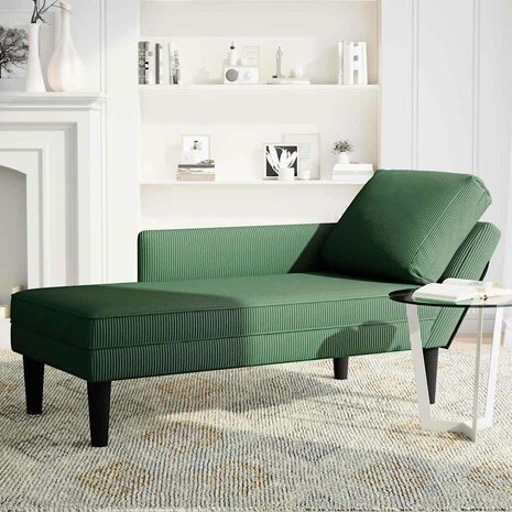 Chaise longue met kussen corduroy stof donkergroen 3