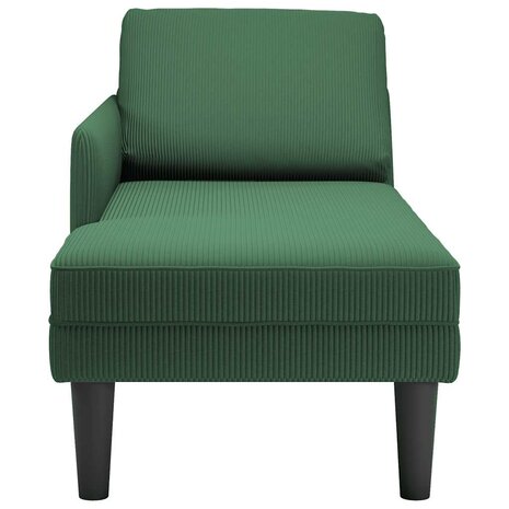Chaise longue met kussen corduroy stof donkergroen 4