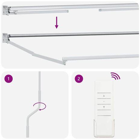 Elektrisch uitschuifbaar zonnescherm frame Wit 2,5 x 2 m 6