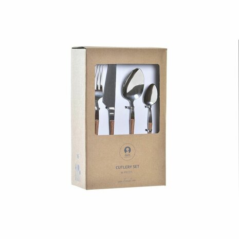 Bestek DKD Home Decor Natuurlijk Ziverachtig Roestvrij staal (2,6 x 1 x 23 cm) (16 pcs) 2