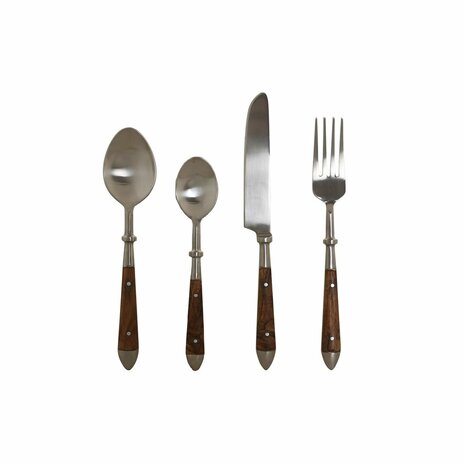 Bestek DKD Home Decor Natuurlijk Zilverkleurig Roestvrij staal Acacia 16 Onderdelen 2