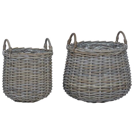 Plantenmand met opslag 2 pcs Grijs Lacak Riet 2
