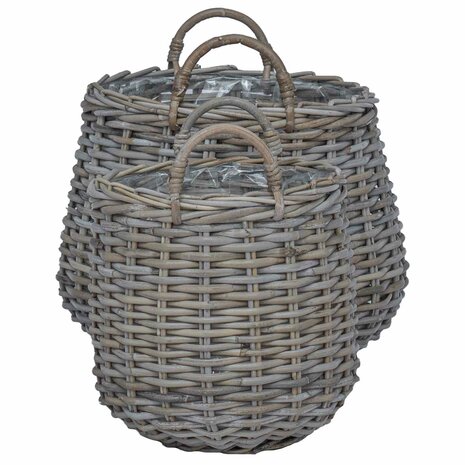 Plantenmand met opslag 2 pcs Grijs Lacak Riet 5
