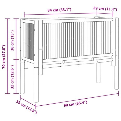 Verhoogde tuinbak Bruin 90 x 35 x 70 cm Bamboe 12