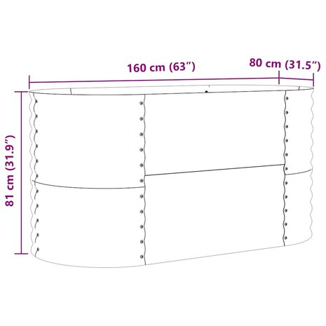Verhoogde tuinbak Groen 160 x 80 x 81 cm Staal 10