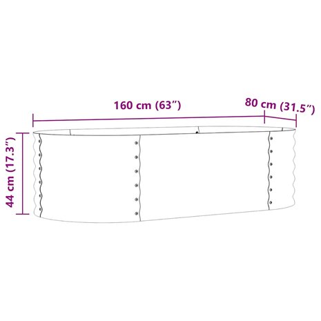 Verhoogde tuinbak Bruin 160 x 80 x 44 cm Staal 10