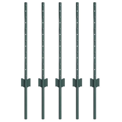 Afrasteringspaal 5 pcs Groen 100 cm Staal 2
